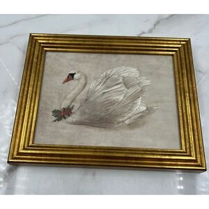 Threshold Studio McGee Framed Canvas Board Swan Holiday Wreath Gold Frame 10x8